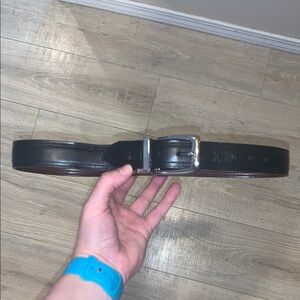 Chaps Men’s Medium Black Leather Belt Silver Buckle